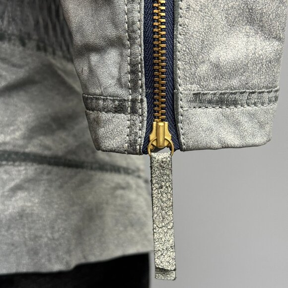 Hugo Boss Orange Genuine Leather Womens Biker Jacket in Silver/Grey - Picture 9 of 16